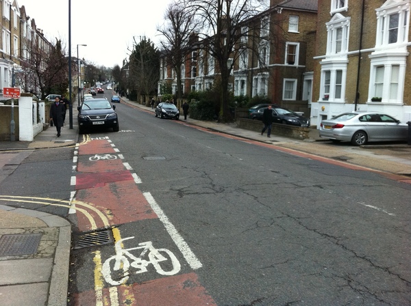 The photo for Church Road (Lower) - Cycle Lane runs out.