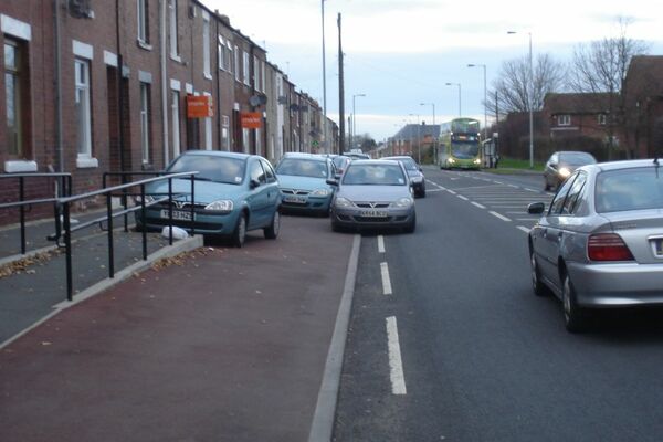 The photo for Cycle lanes on Front Street, Framwellgate Moor.