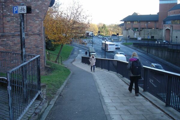 The photo for Narrow cycle route section with kerb.
