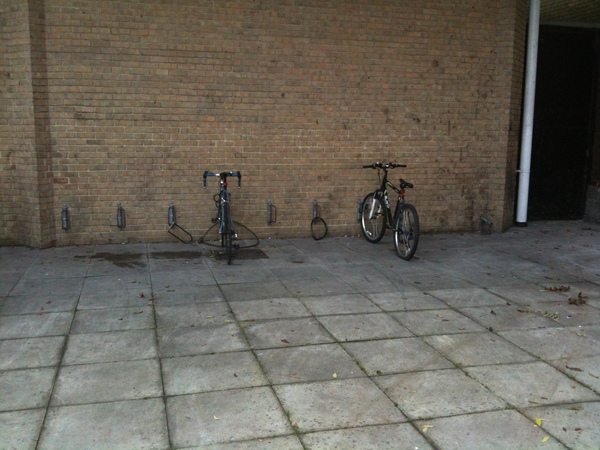 The photo for Poor cycle parking at Tesco, Whitstable.