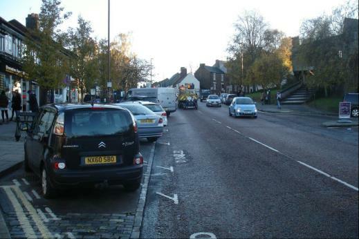 The photo for New Elvet hill: parking and traffic lights.