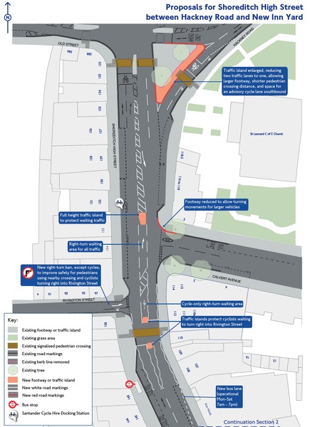 The photo for TfL Proposals for Shoreditch High Street between Hackney Road and New Inn Yard.